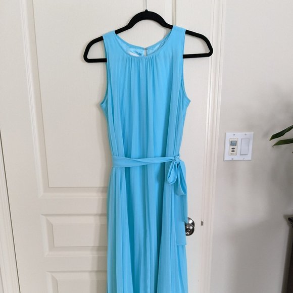 Pleated Turquoise Dress - Picture 1 of 3